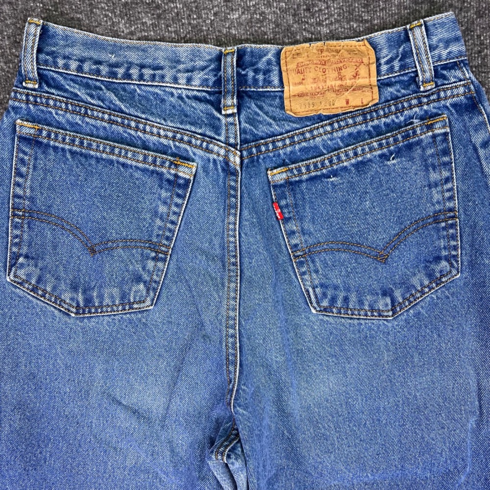 VTG 90s Levis 505 Jeans Womens 15 Blue High Rise Painted Tapered USA Made Grunge - Picture 13 of 16
